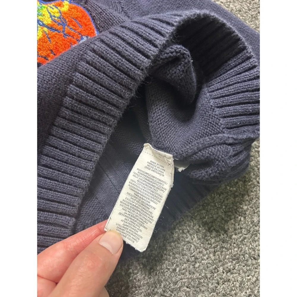 Ralph Lauren Knit Hoodie Navy Blue Toddler 18M Big Pony Tie Dye Back Zip Sweater